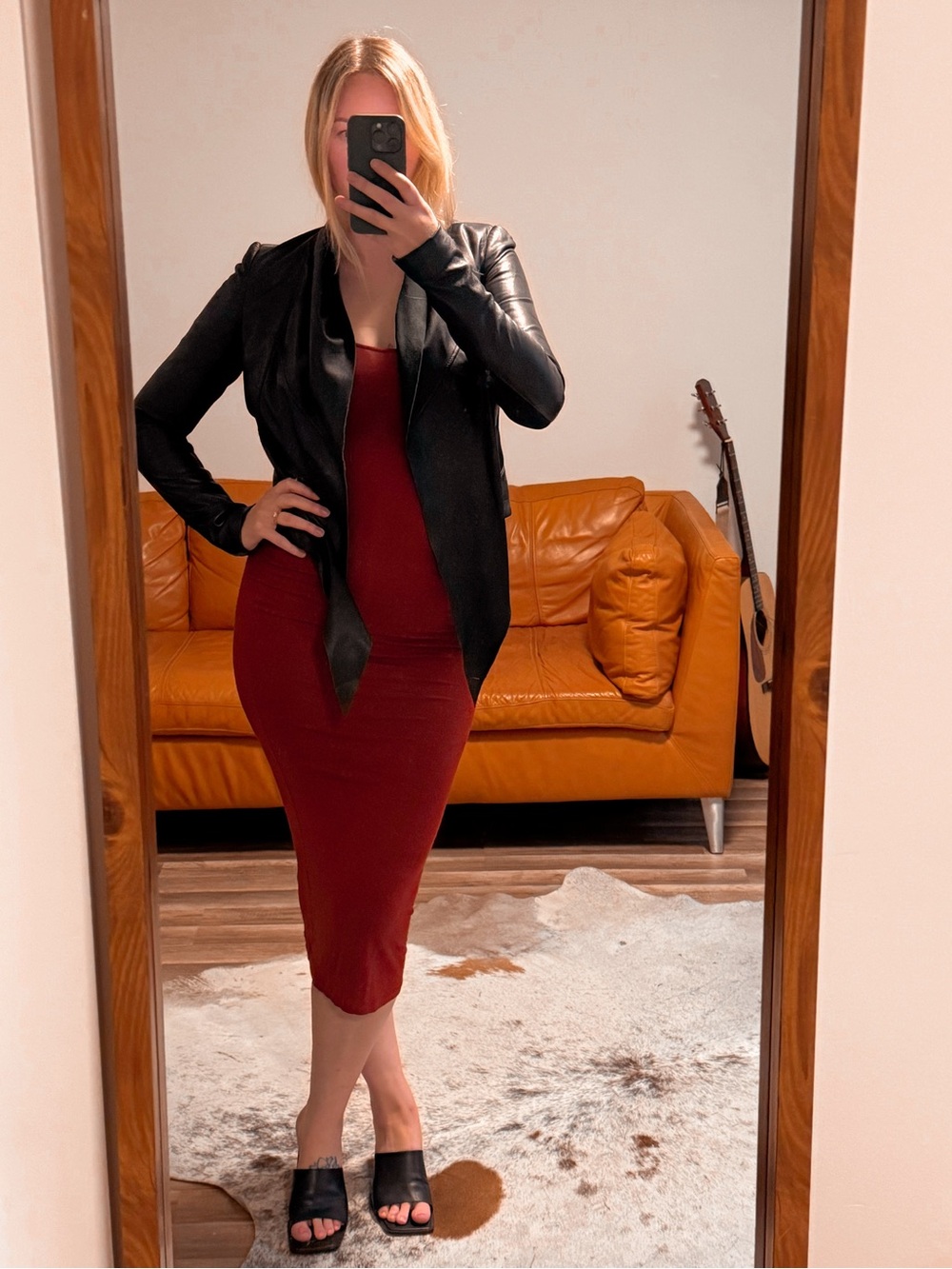 Vintage Danier Black Leather Jacket with Elongated Lapels